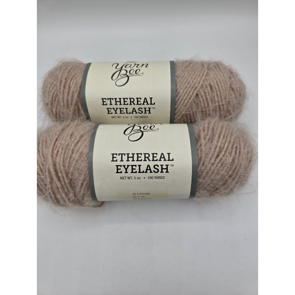 2 Skeins Yarn Bee Ethereal Eyelash Dusty Rose Acrylic Yarn Lot #642340